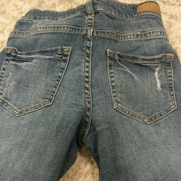 Garage ripped jeans w/ plaid patching - Picture 3 of 7